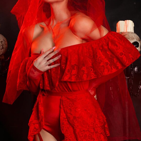 L Strange & Unusual Bride Costume Beetlejuice Lydia - Picture 2 of 4